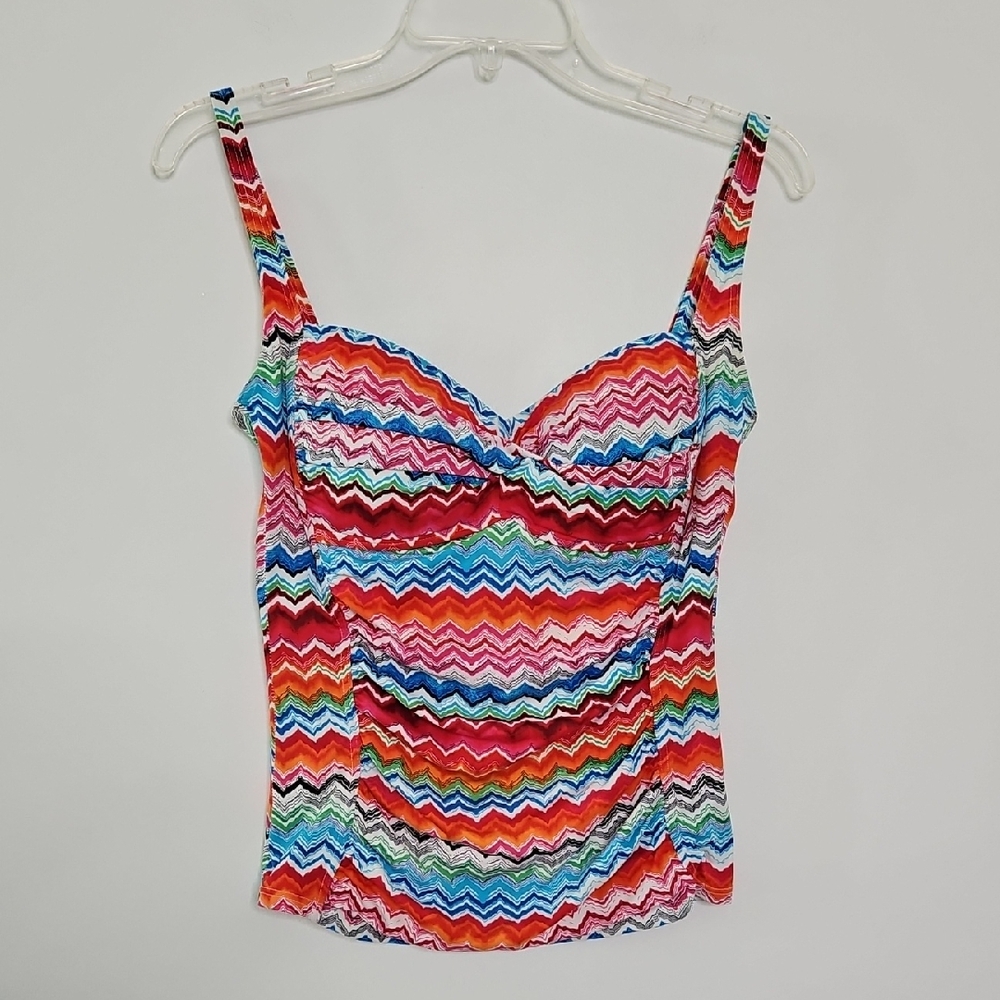 LaBlanca Tankini Top Multicolor Ruching‎ Size 8